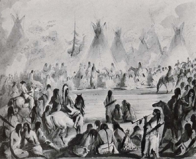 Miller, Alfred Jacob Indians Assembled in Grand Council to Hold a Talk